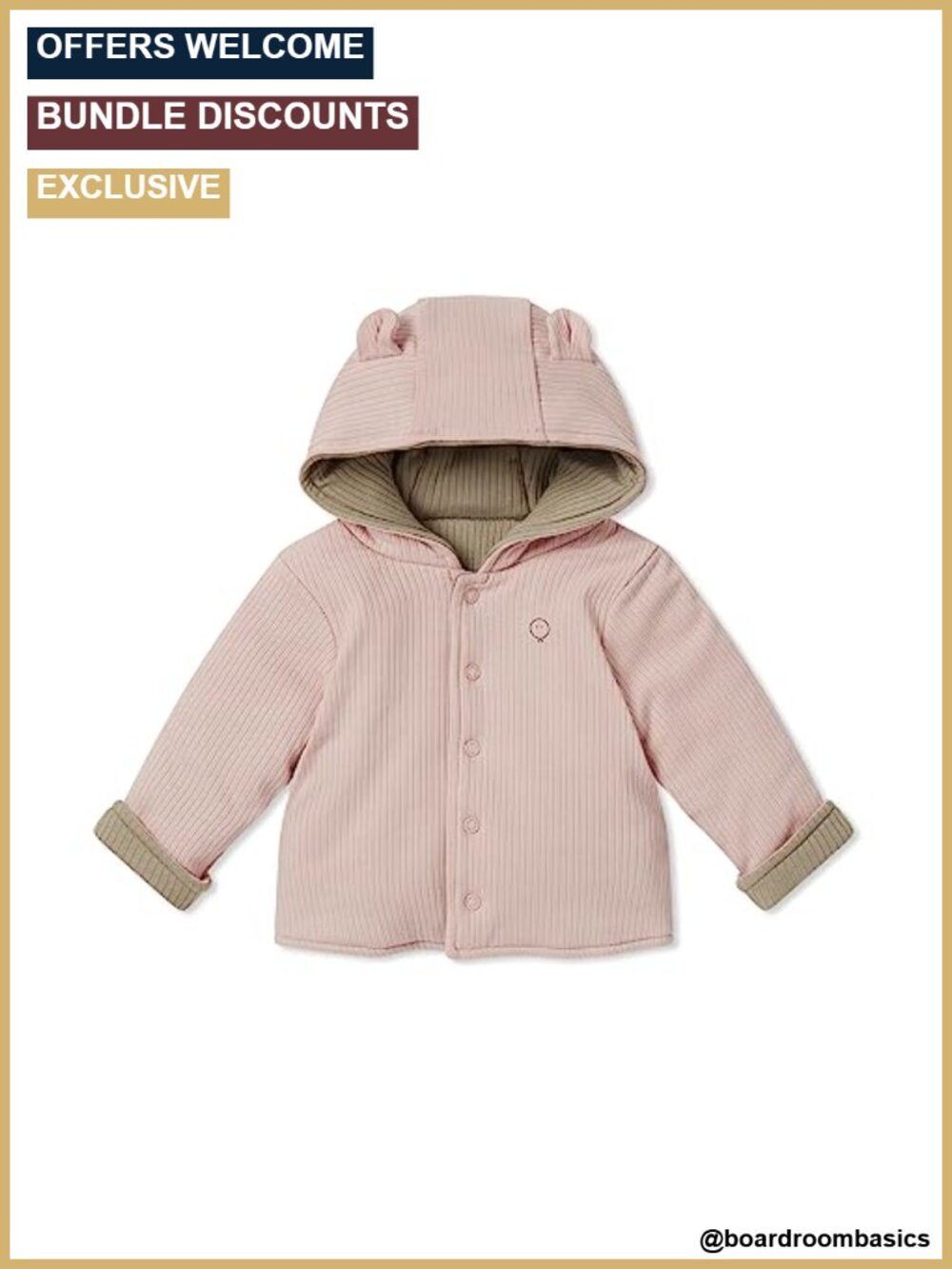 Unisex Reversible Jacket with Ear Hood Detail and Snap Front Padded Coat